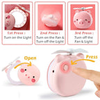 Cartoon Pig LED Mirror Pocket Fan