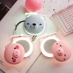 Cartoon Pig LED Mirror Pocket Fan